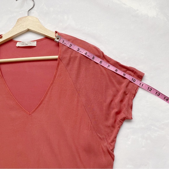 Zara Soft V-Neck Pink Raglan Shirt - Picture 6 of 9
